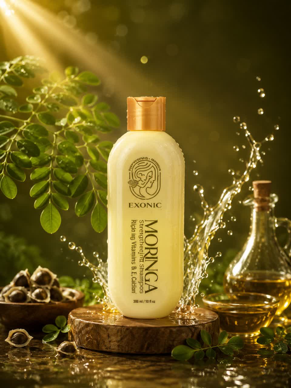 شامپو موی سر حاوی روغن مورینگا 300میل اکسونیک (EXONIC) | تقویت، تغذیه و طراوت موها