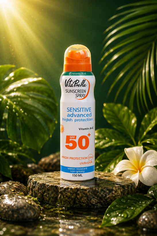 اسپری ضد آفتابSPF۵۰ ویتابلا؛ محافظت سبک و بدون چسبندگی ☀️✨