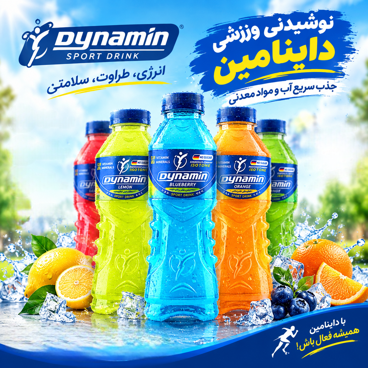 نوشیدنی ورزشی داینامین مخلوط باکس ۶ عددی؛ ایزوتونیک، سرشار از ویتامین و املاح 🥤💪