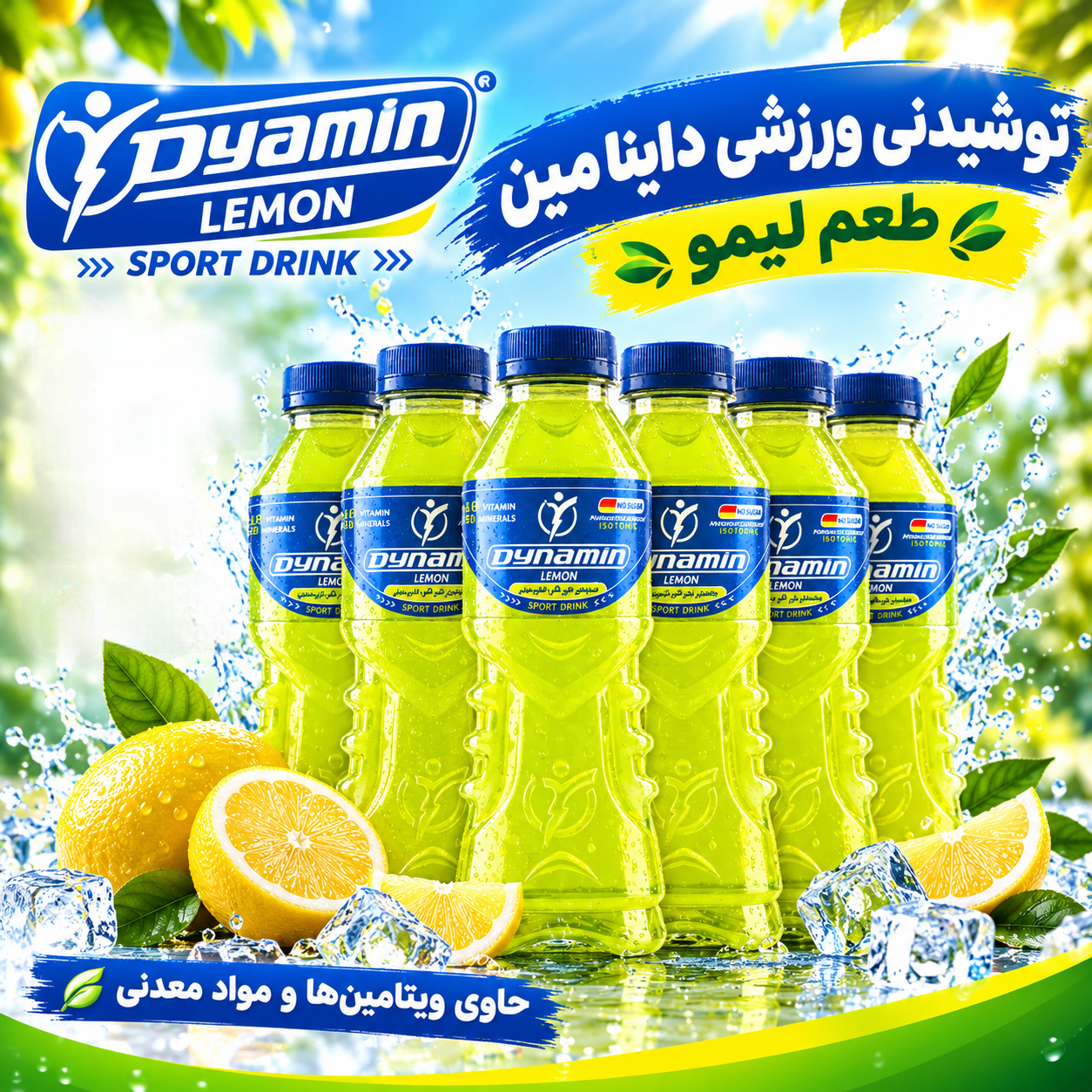 نوشیدنی ورزشی داینامین لیمویی باکس ۶ عددی؛ طعمی تازه و سرشار از ویتامین و املاح 🍋🥤