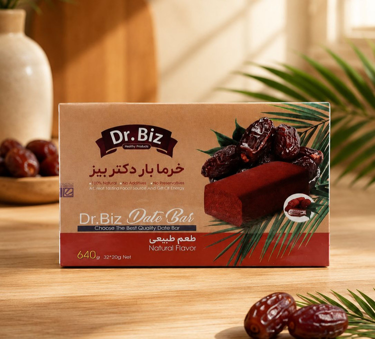 خرما بار طبیعی Dr.BIZ؛ میانوعدهای سالم، خوشمزه و انرژیبخش 🌴✨