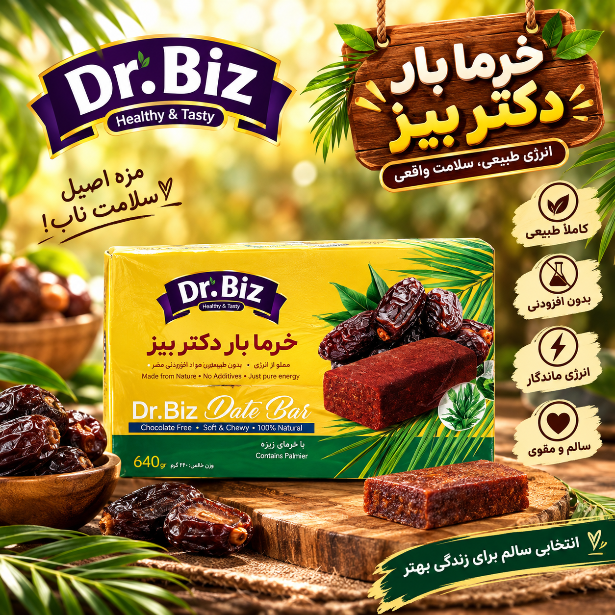 خرما بار رژیمی Dr.BIZ؛ میان‌وعده‌ای خوش‌طعم با خرما و زیره 🌴🌿